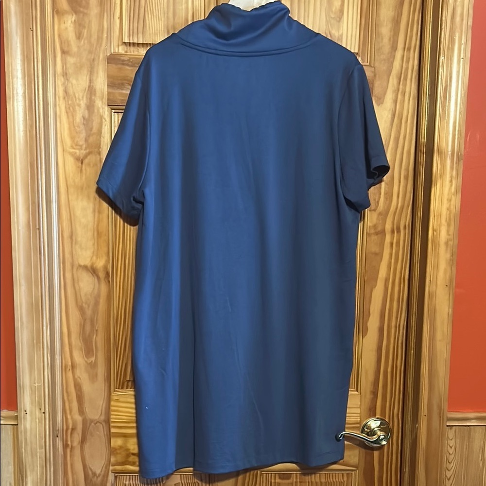 HUE Blue/Gray Short Sleeve Cowl-Neck Tunic Dress - Picture 5 of 7